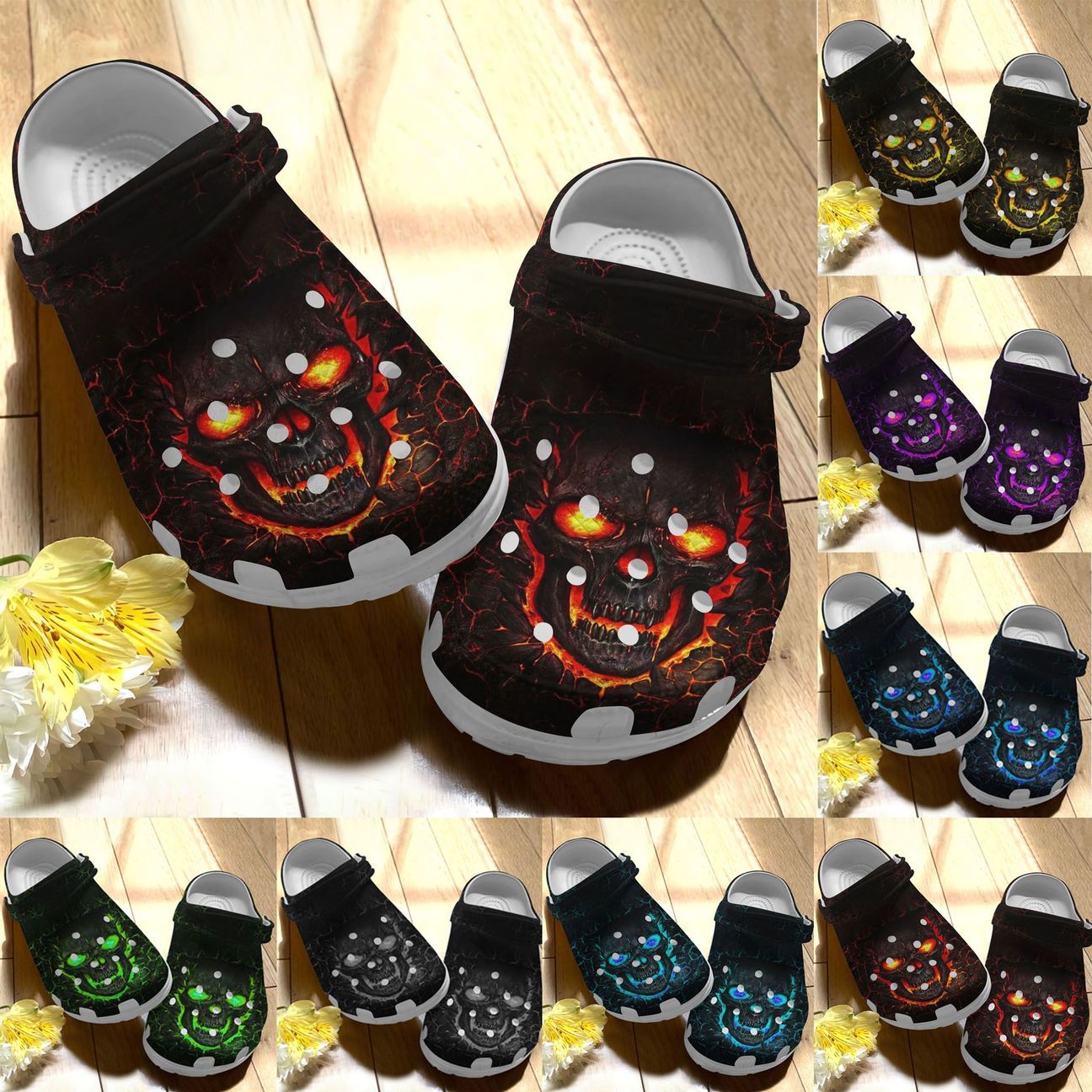 Skull Personalize Clog Custom Crocs Fashionstyle Comfortable For Women Men Kid Print 3D Color Series