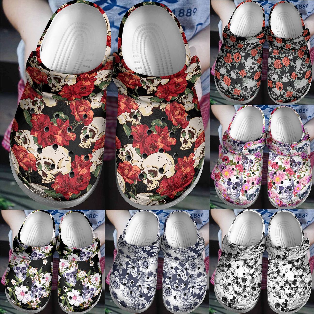 Skull Personalize Clog Custom Crocs Fashionstyle Comfortable For Women Men Kid Print 3D Skull Collection
