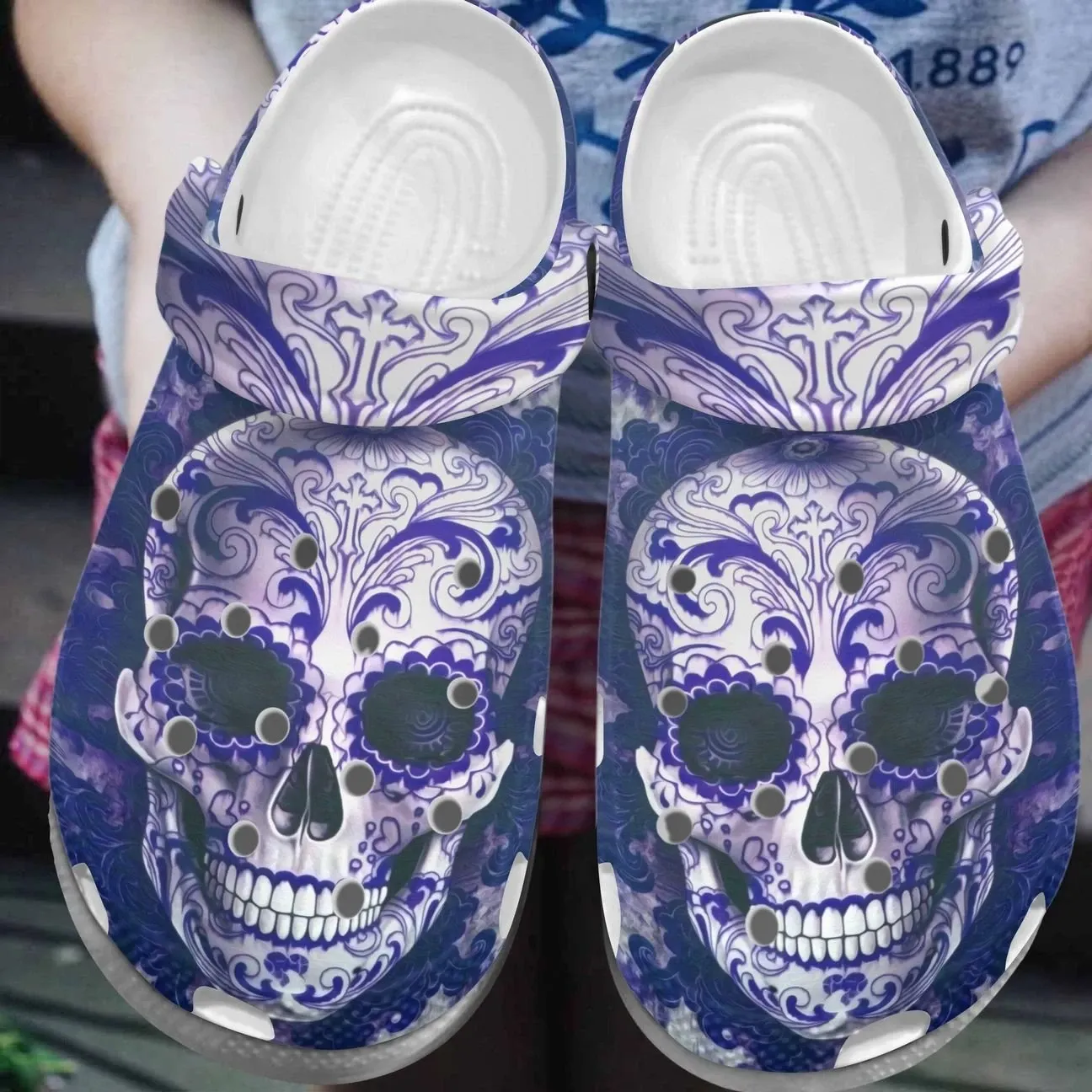 Skull Personalized Clog Custom Crocs Comfortablefashion Style Comfortable For Women Men Kid Print 3D Boho